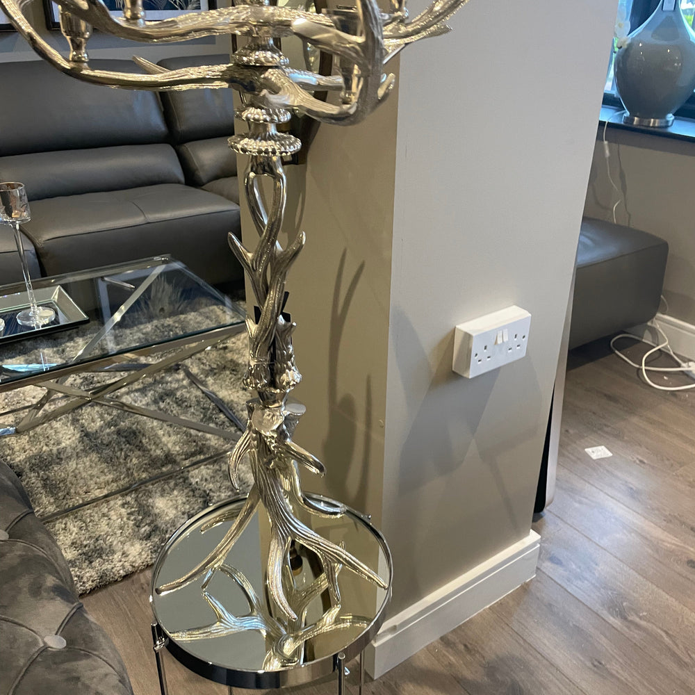 Nickel Antler Tall Candle Holder