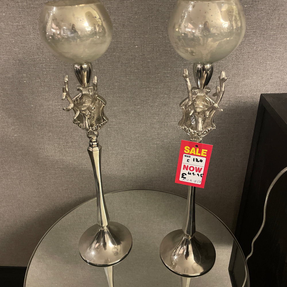 NOA tall Candle holders reindeer stag .less than HALF PRICE