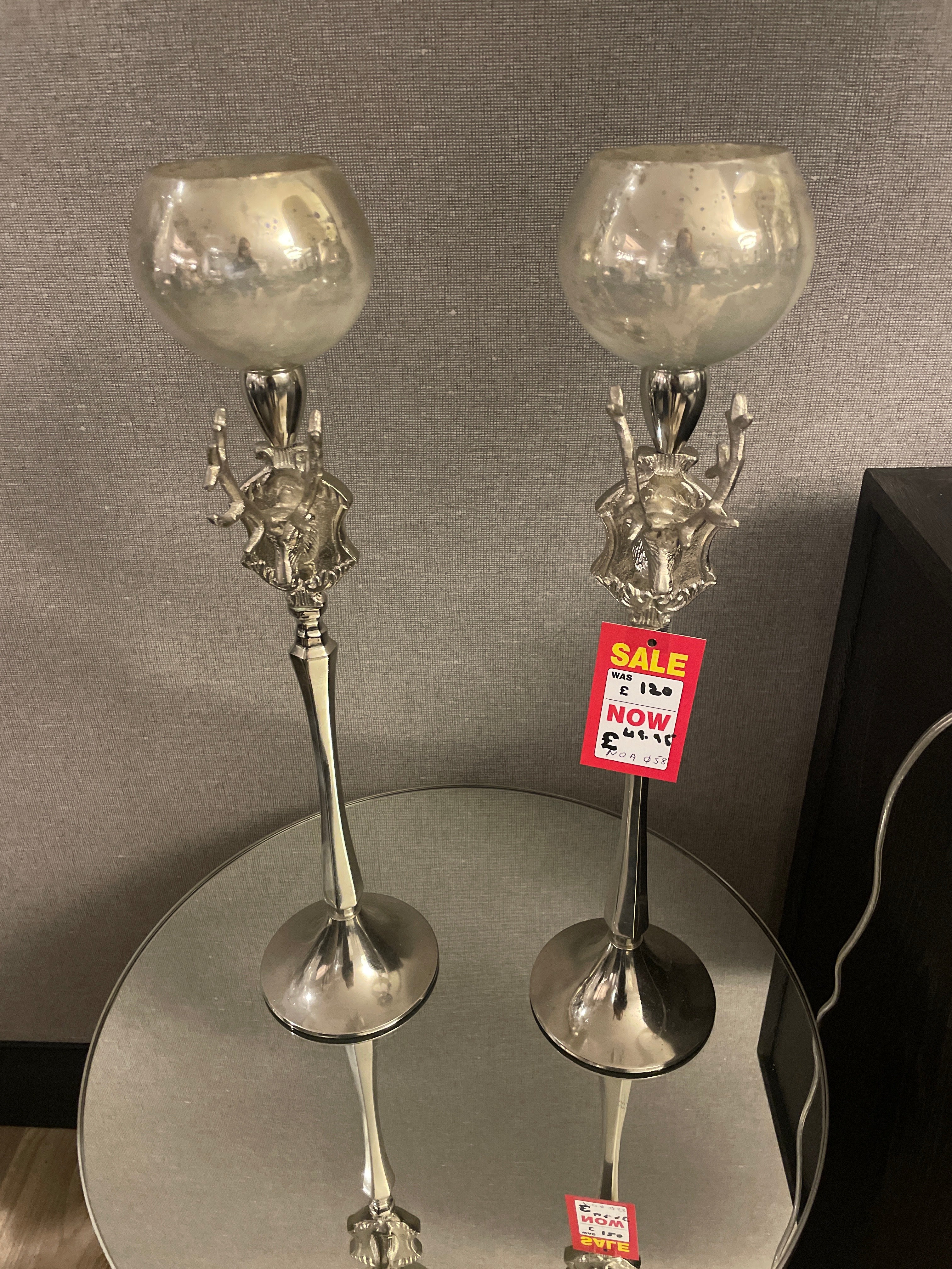 NOA tall Candle holders reindeer stag .less than HALF PRICE-Renaissance Design Studio