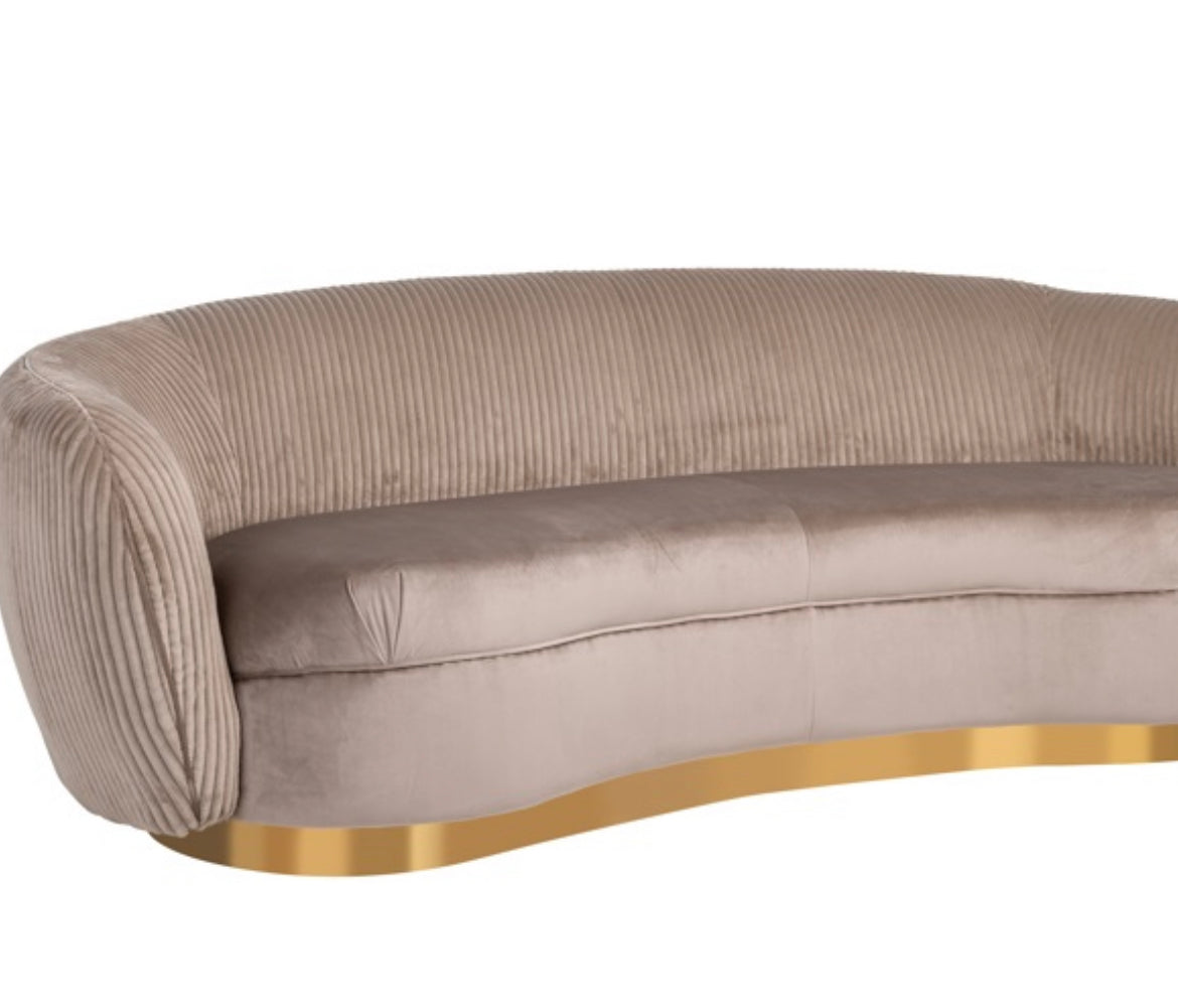 Nougat ribbed sofa in velvet-Renaissance Design Studio