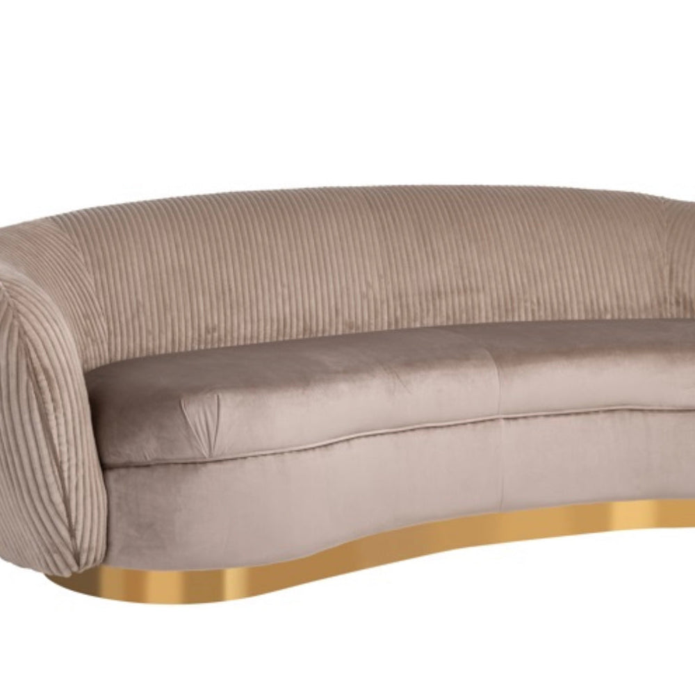 Nougat  ribbed sofa in velvet