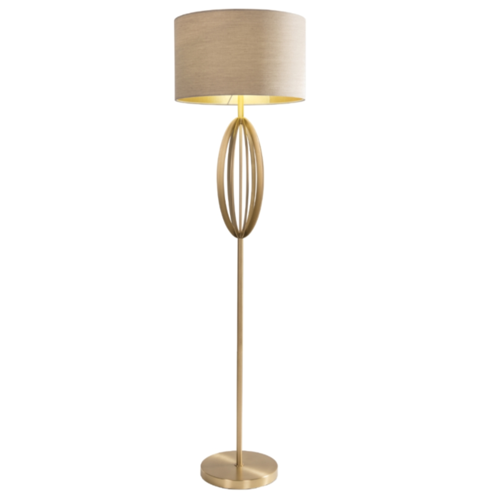 Olivia antiqued brass floor lamp w shade-Floor lamp-Renaissance Design Studio