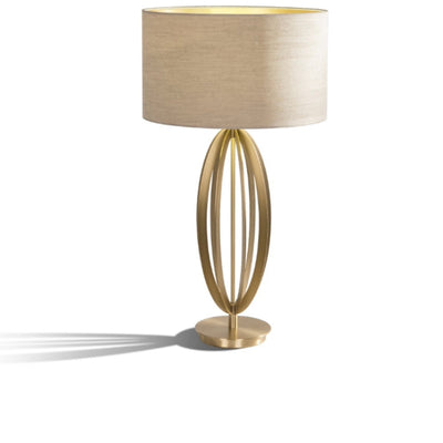 Olivia  antiqued brass table lamp w shade