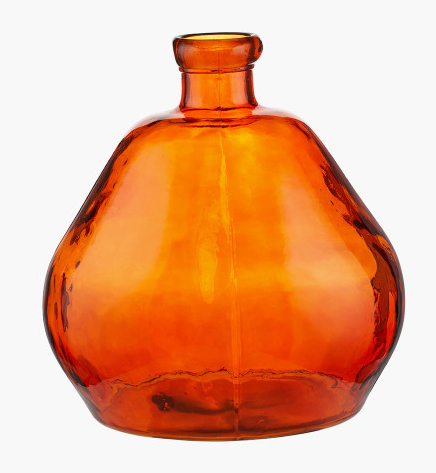 Orange organic recycled glass vase