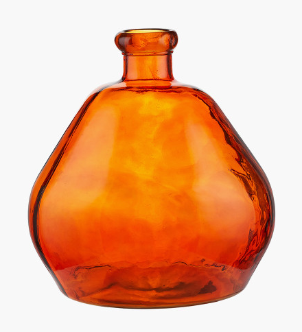 Orange organic recycled glass vase