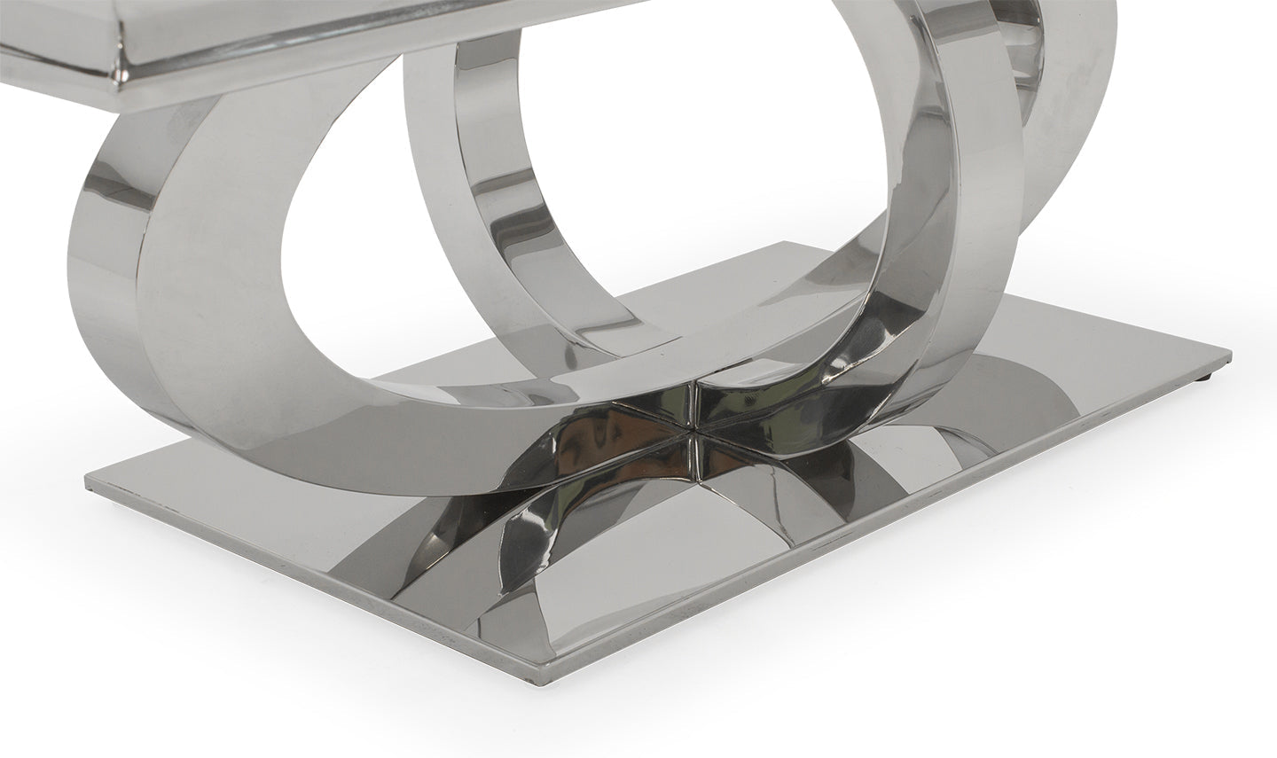 Orion white coffee table with fabulous chrome base clearance reduced Instore only-Renaissance Design Studio