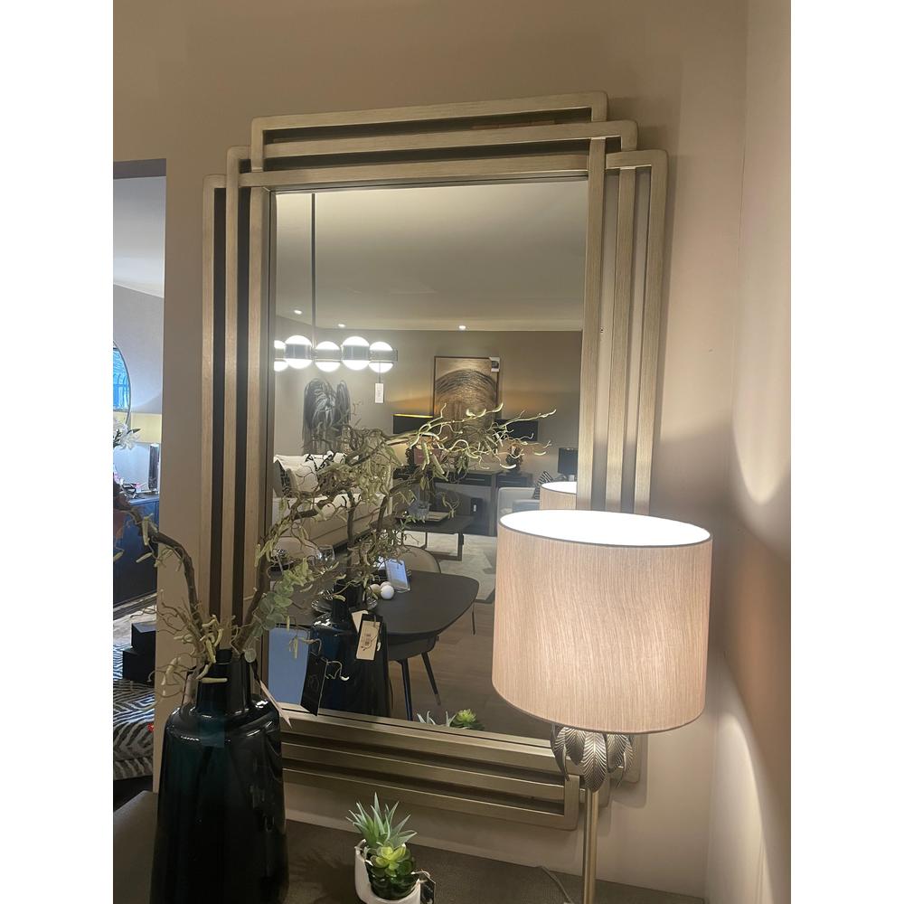 Oswin Triple Framed Mirror by RV ASTLEY, champagne silver leaf, art deco style.