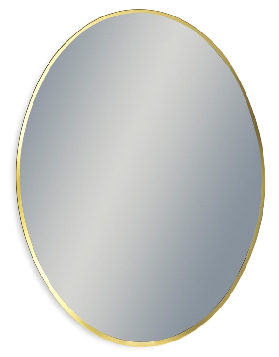 Oval large wall mirror with slim gold frame-Renaissance Design Studio