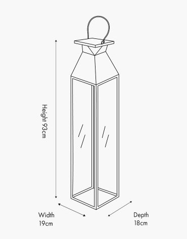 Pacific Black Stainless Steel tall Lantern - Large-Renaissance Design Studio