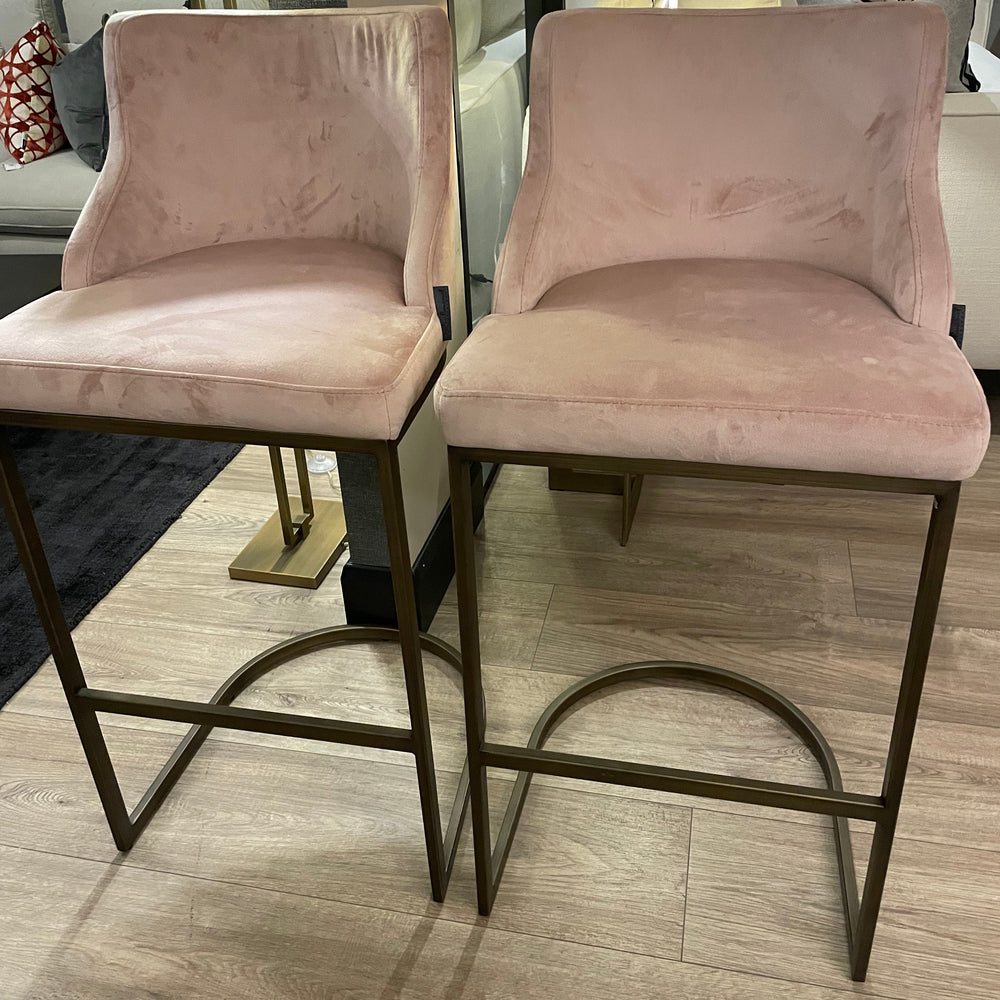 Pair of bar stools  w brushed brass legs less than half price