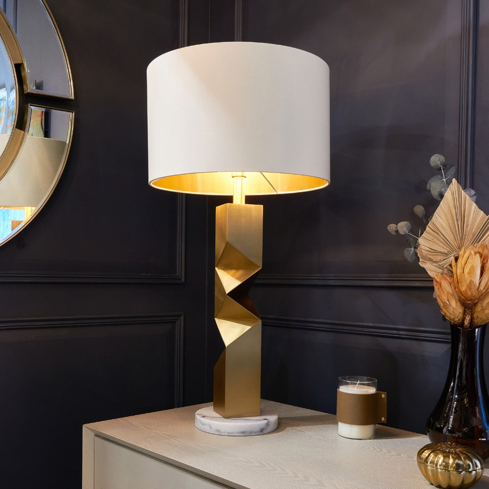 Parker Gold Table Lamp With Shade-Renaissance Design Studio
