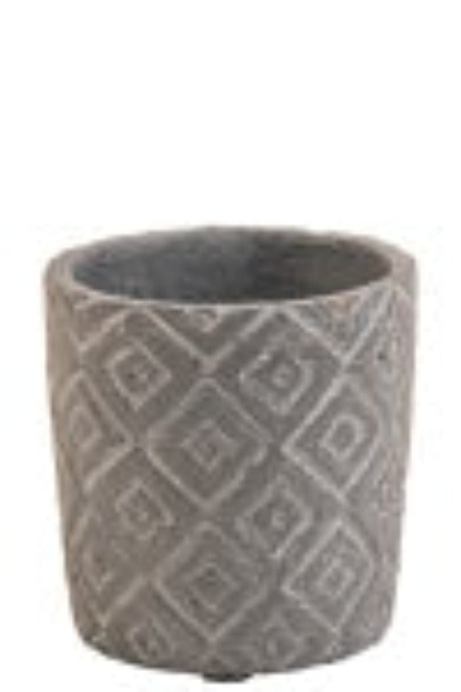 Patterned Concrete Round Pot-Renaissance Design Studio