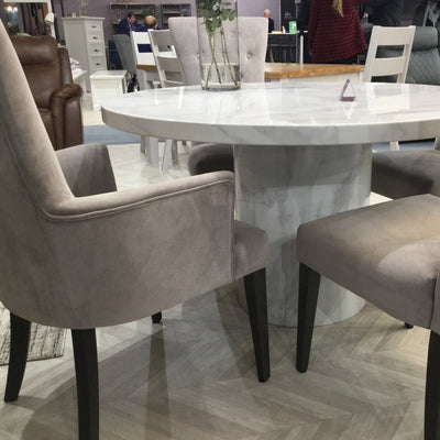 Pennridge Dining chairs in Std or Carver models taupe  velvet