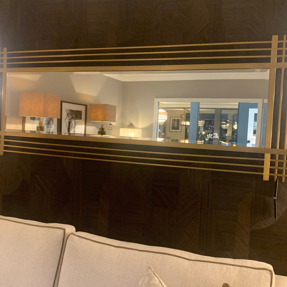 Pierce brushed brass designer mirror by Eichholtz