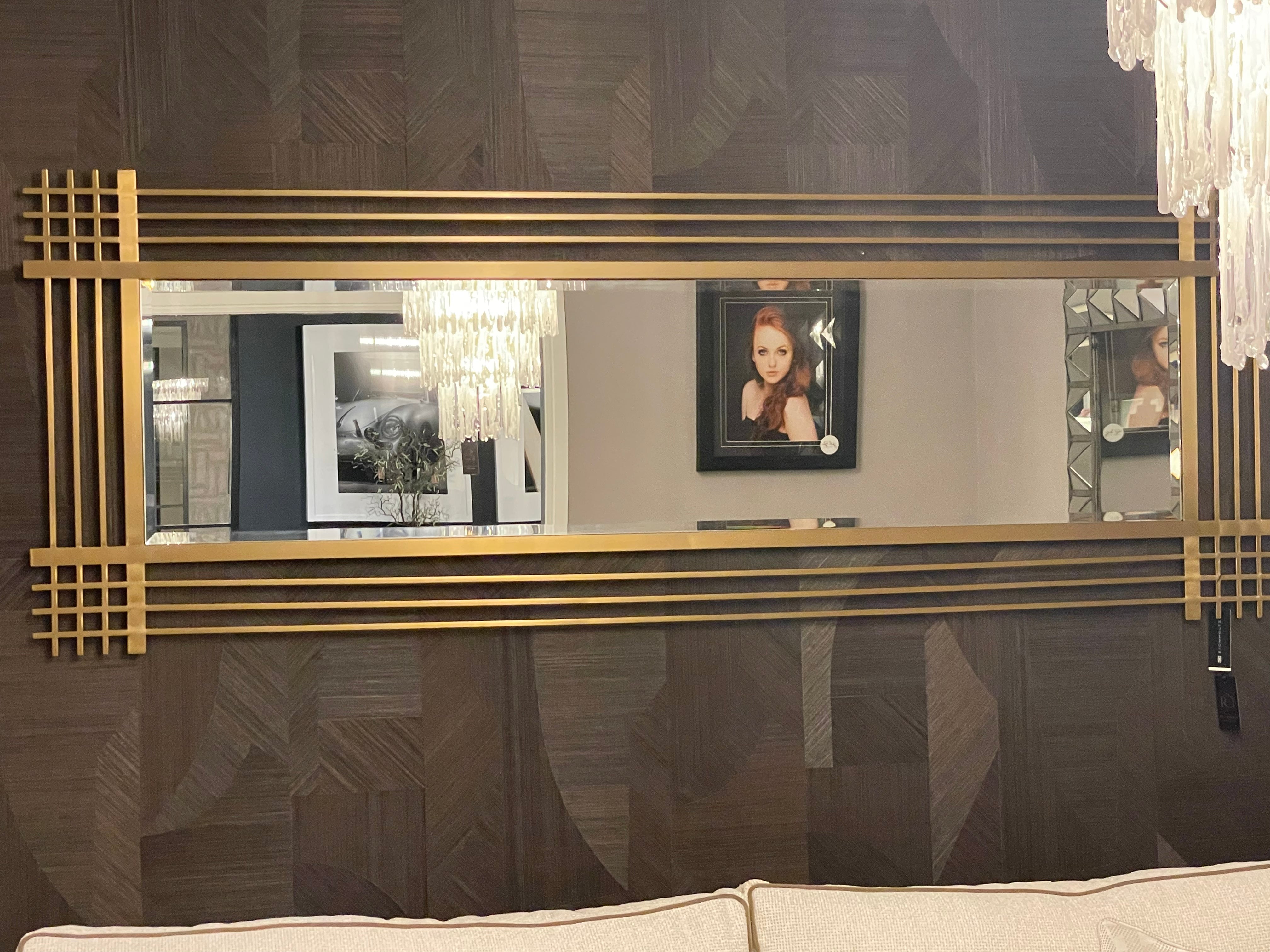 Pierce brushed brass designer mirror by Eichholtz-wall mirror large-Renaissance Design Studio