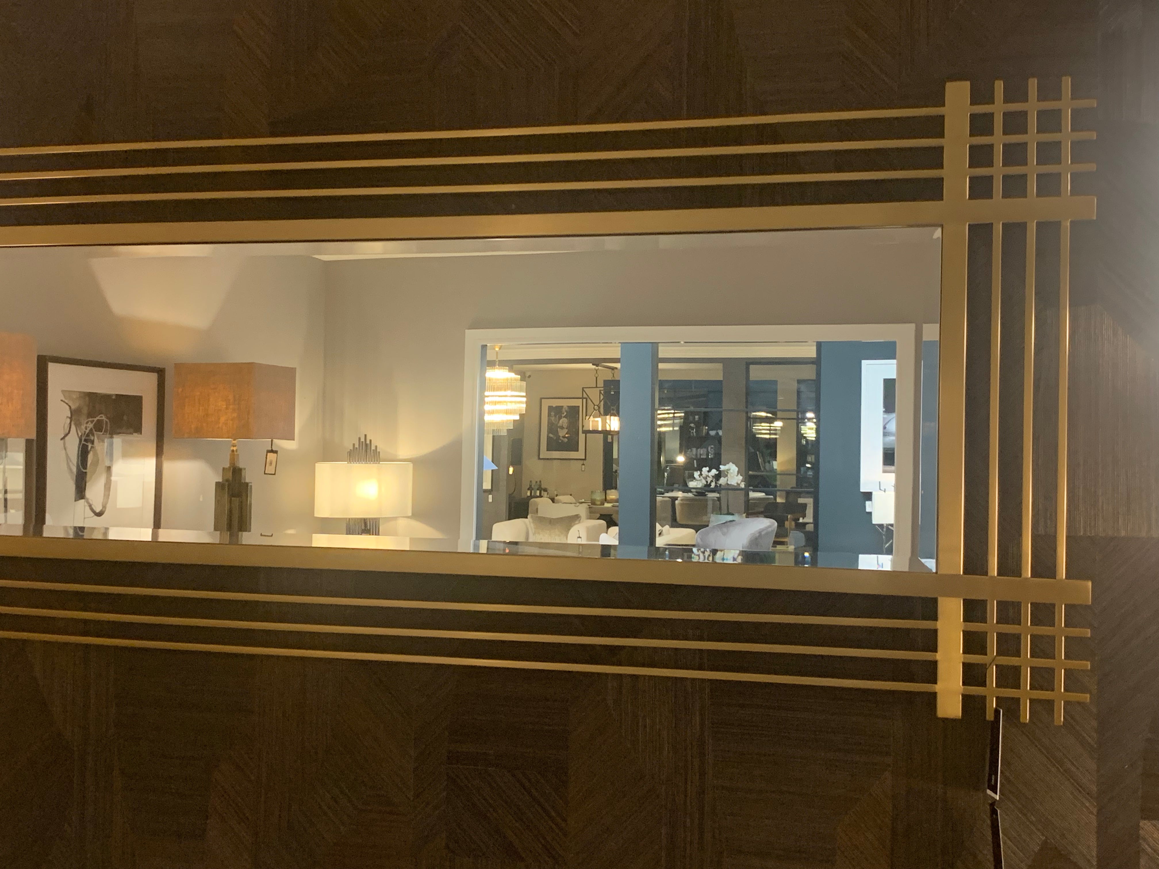 Pierce brushed brass designer mirror by Eichholtz-wall mirror large-Renaissance Design Studio