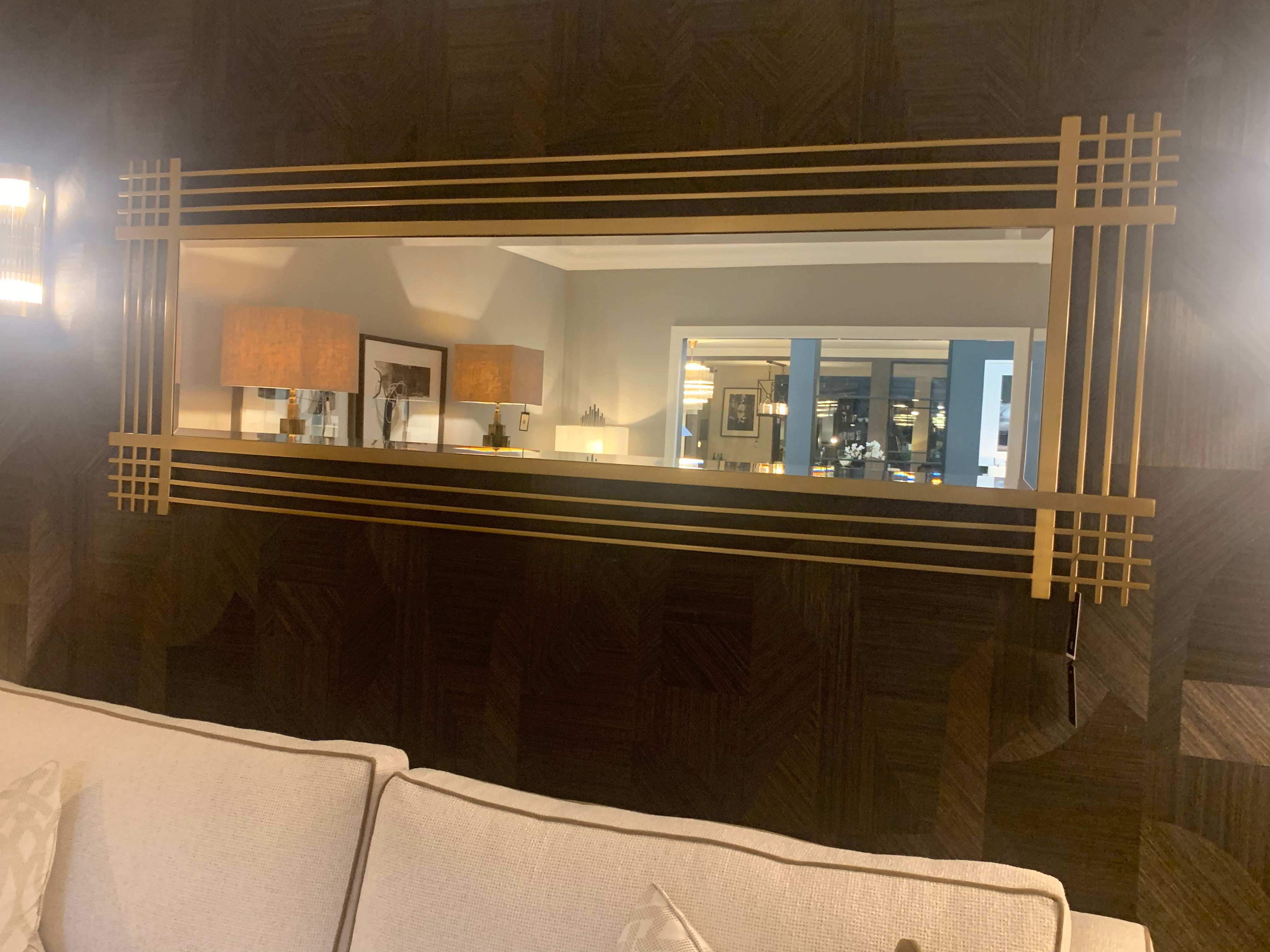 Pierce brushed brass designer mirror by Eichholtz-wall mirror large-Renaissance Design Studio