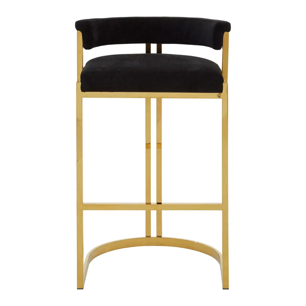 Piermont black velvet stool with gold frame