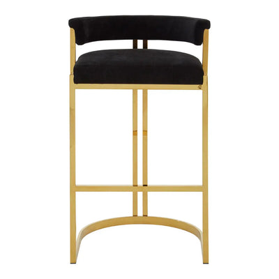 Piermont black velvet stool with gold frame