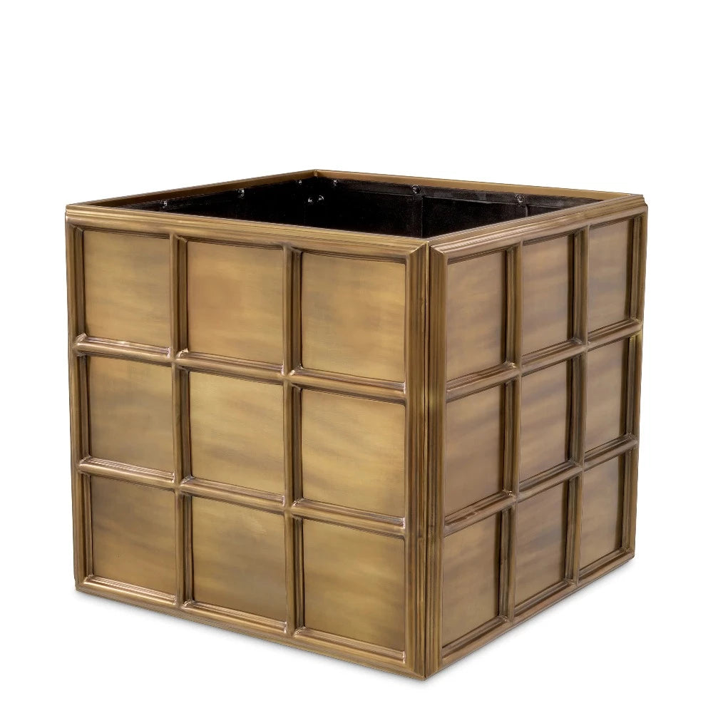 Planter Grid Medium gold by Eichholtz-planter large designer gold-Renaissance Design Studio