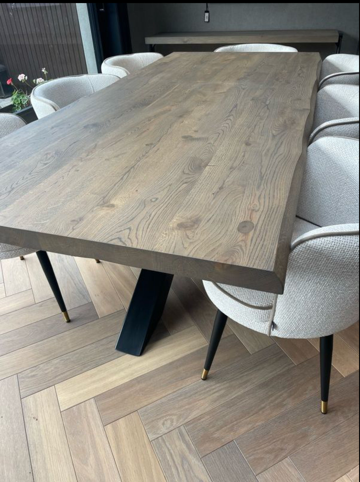 Provence XL solid oak dining table ex showroom live edge extra wide 240 x 110 cm-Renaissance Design Studio