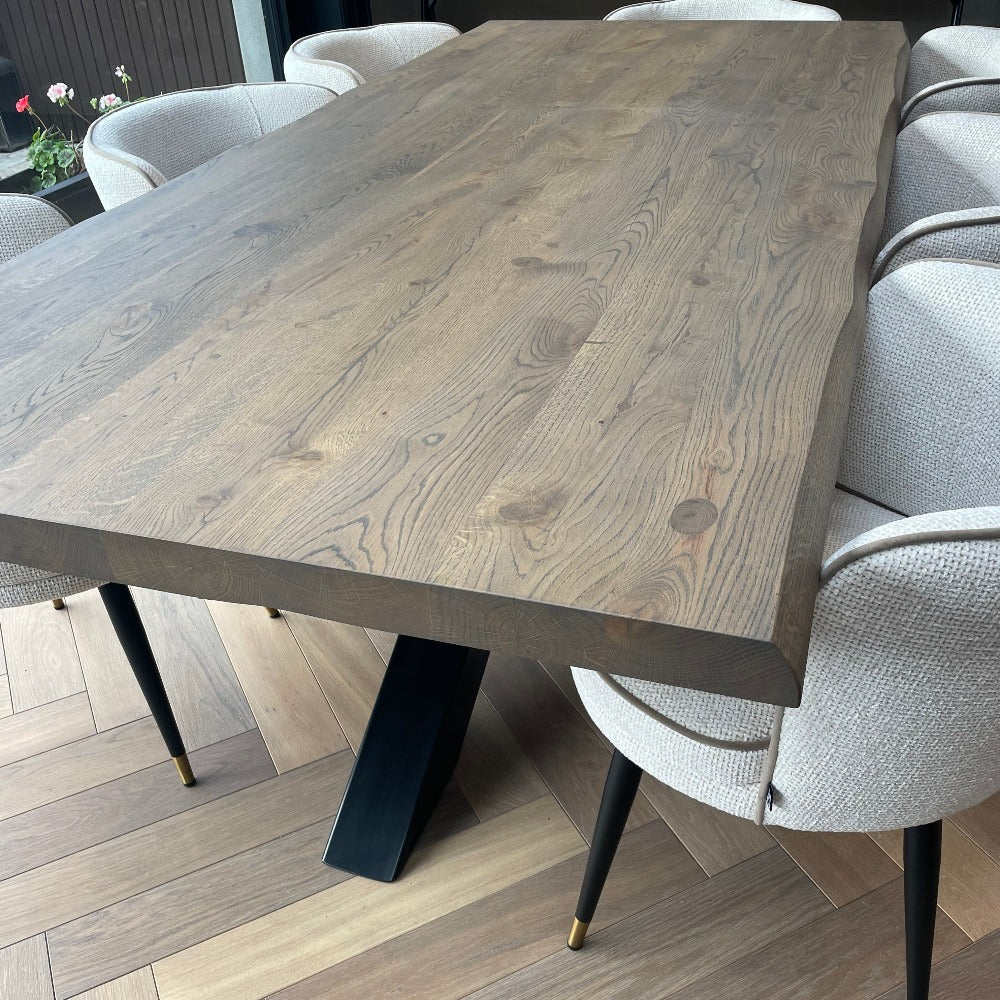 Provence XL solid oak dining table ex showroom live edge extra wide 240 x 110 cm-Renaissance Design Studio