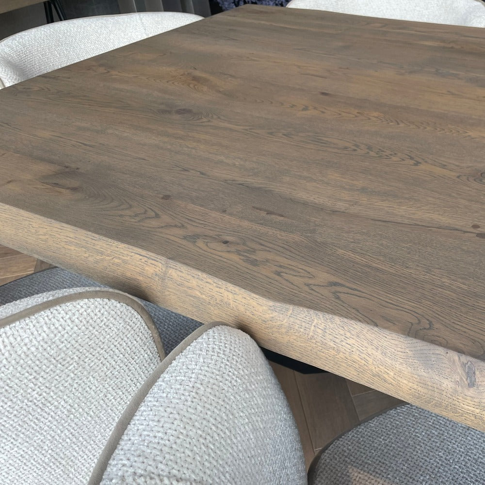 Provence XL solid oak dining table ex showroom live edge extra wide 240 x 110 cm-Renaissance Design Studio
