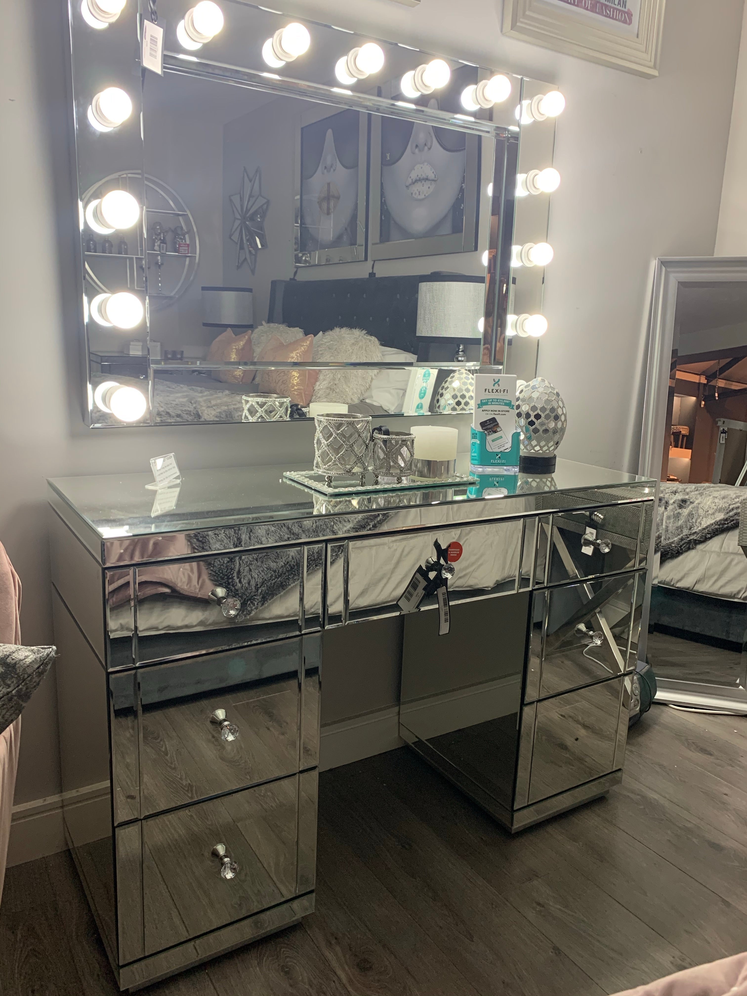 Rachel clear mirrored dressing table reduced today-Renaissance Design Studio