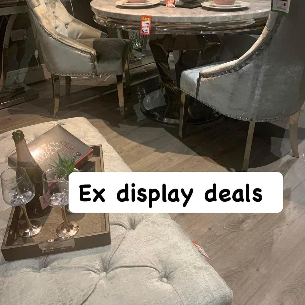 Reduced ! Arturo round marble style dining table super clearance offer  ex showroom