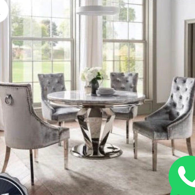 Reduced ! Arturo round marble style dining table super clearance offer  ex showroom