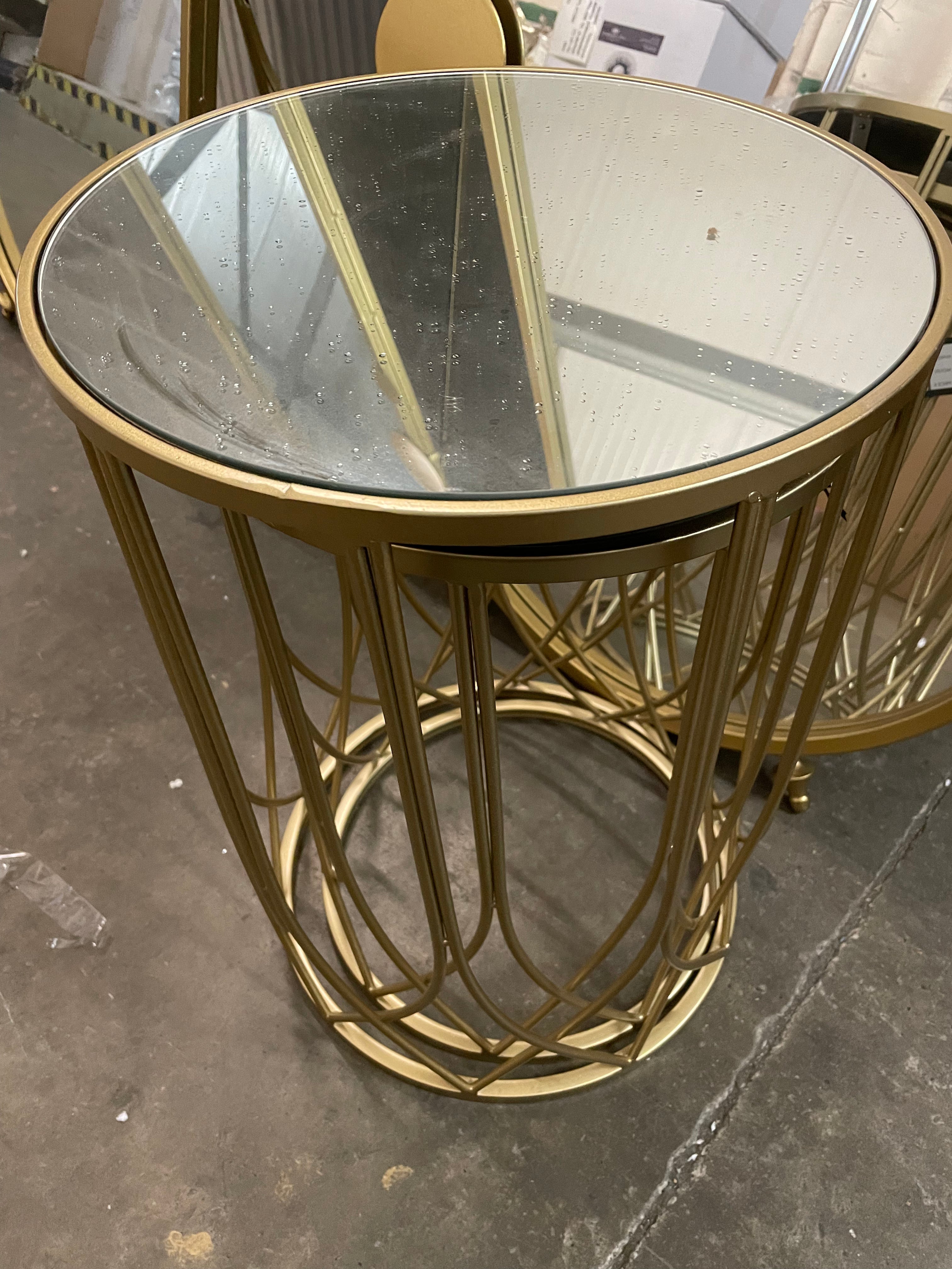 Reduced Gold nest of tables trellis pattern-Renaissance Design Studio