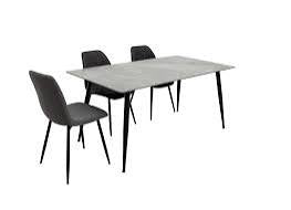 Regal  value dining table in 130/160 cm in 2 colours w 4 chairs