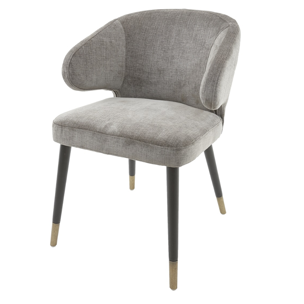 Renaissance Arrone Textured fabric Dining Chairs w brass cap REDUCED CLEARANCE on last set-Renaissance Design Studio