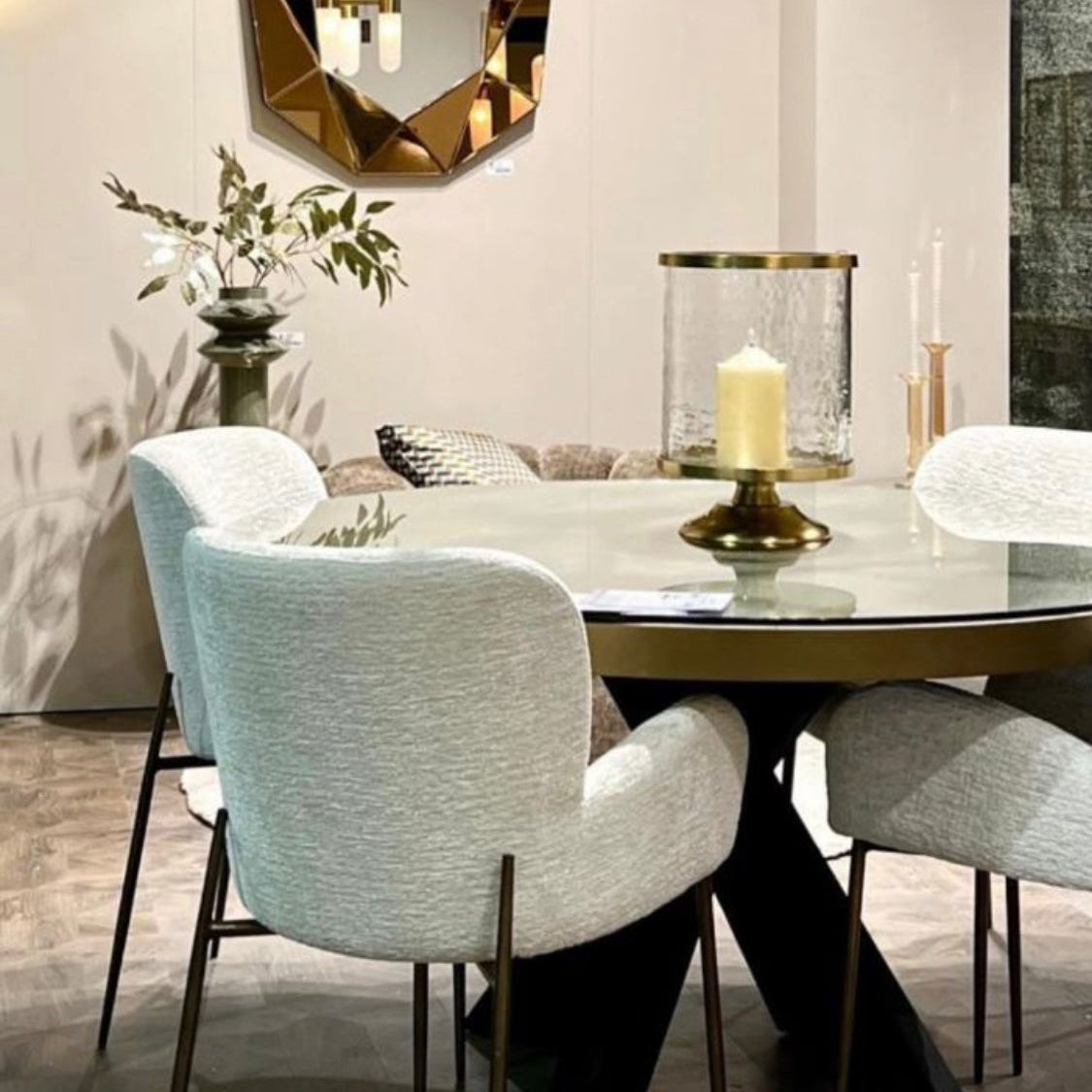 Renaissance Beaumont 140 cm dining table with additional glass top fabulous !-Dining table round-Renaissance Design Studio