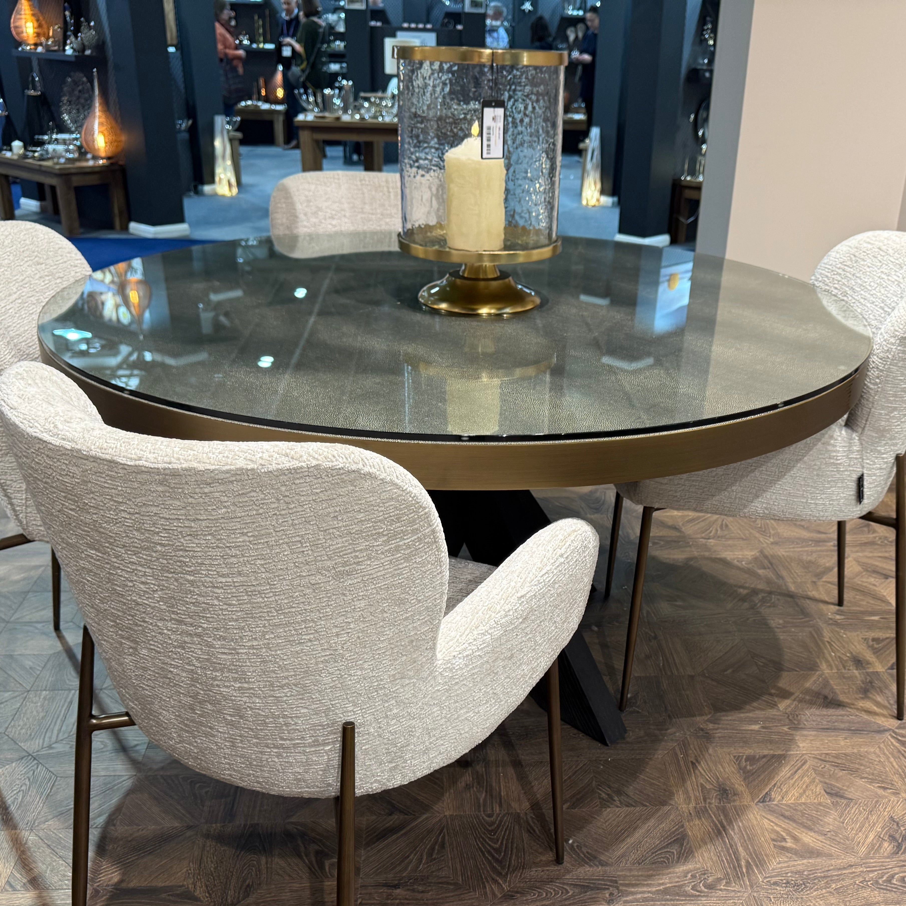 Renaissance Beaumont 140 cm dining table with additional glass top fabulous !-Dining table round-Renaissance Design Studio