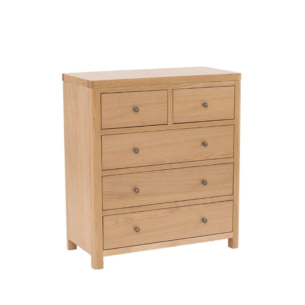 Renata Tall Chest-5 drawer - Oak-Renaissance Design Studio