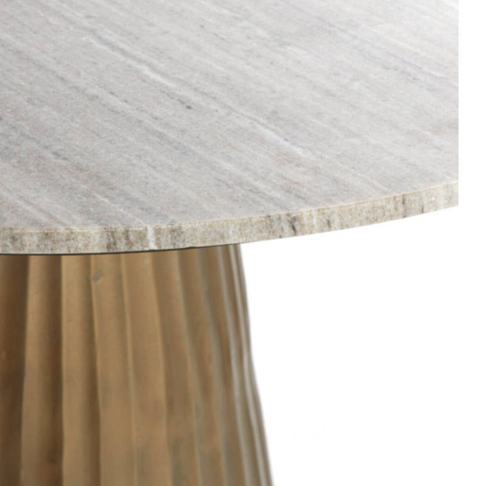 Rhianna Round antiqued bronze w marble dining table 100 cm-round table-Renaissance Design Studio