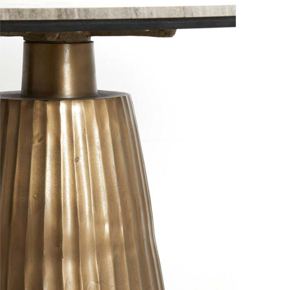 Rhianna Round antiqued bronze w marble dining table 100 cm-round table-Renaissance Design Studio