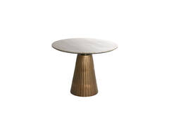 Rhianna Round antiqued bronze  w marble  dining table 100 cm