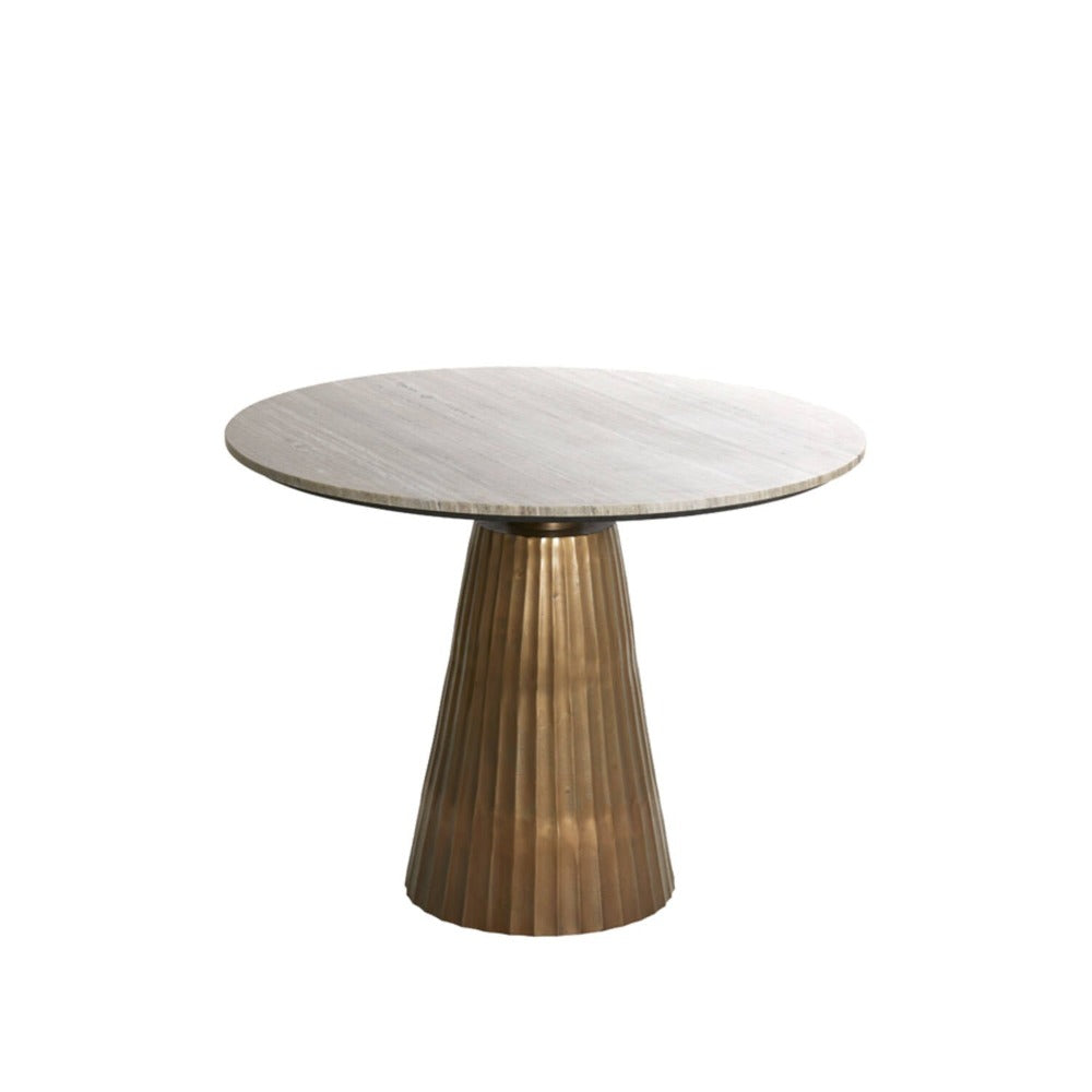 Rhianna Round antiqued bronze  w marble  dining table 100 cm