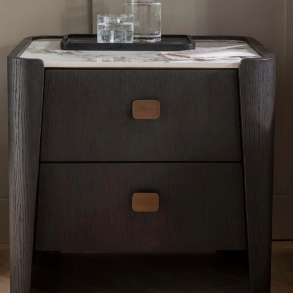Rhona Designer Bedside locker with marble top