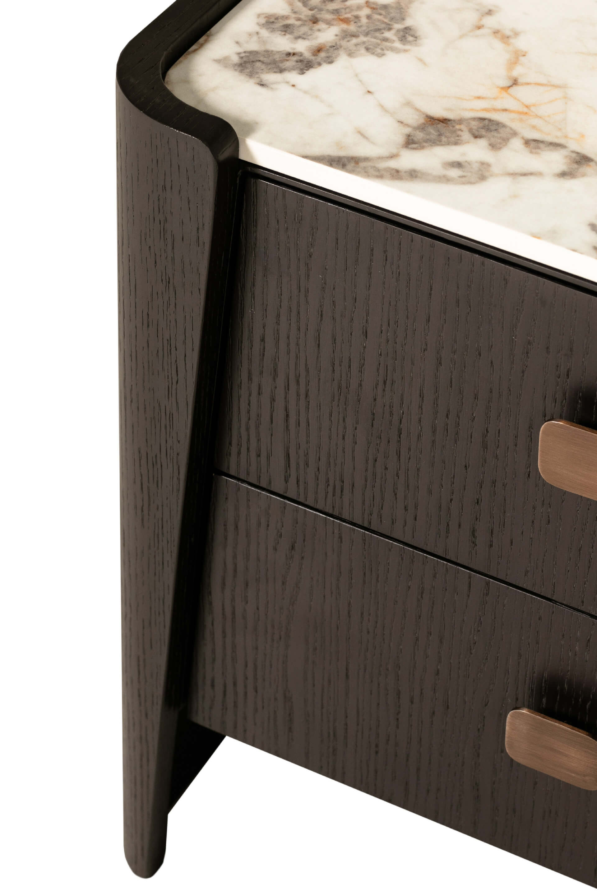 Rhona Designer Bedside Locker With Marble Top-Renaissance Design Studio