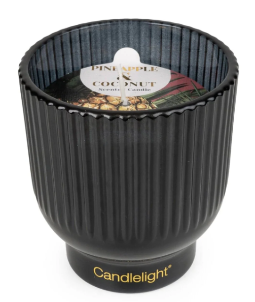 Ridged Footed Glass Candle - Pineapple & Coconut