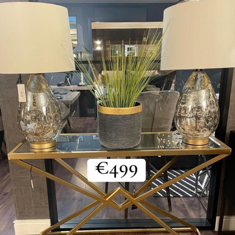 Roma Cognac Glass table lamp with shade reduced-Table Lamp-Renaissance Design Studio