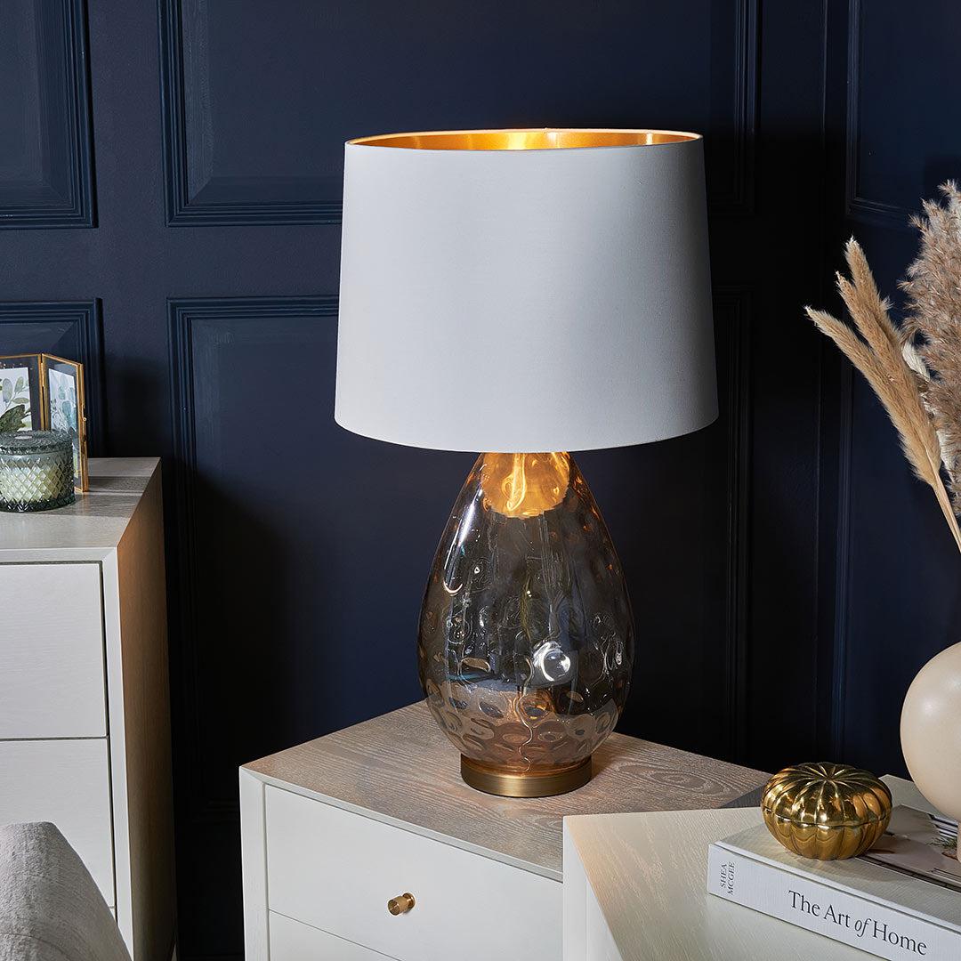 Riom Cognac Glass Table Lamp By RV Astley - Reduced To Clear-Renaissance Design Studio