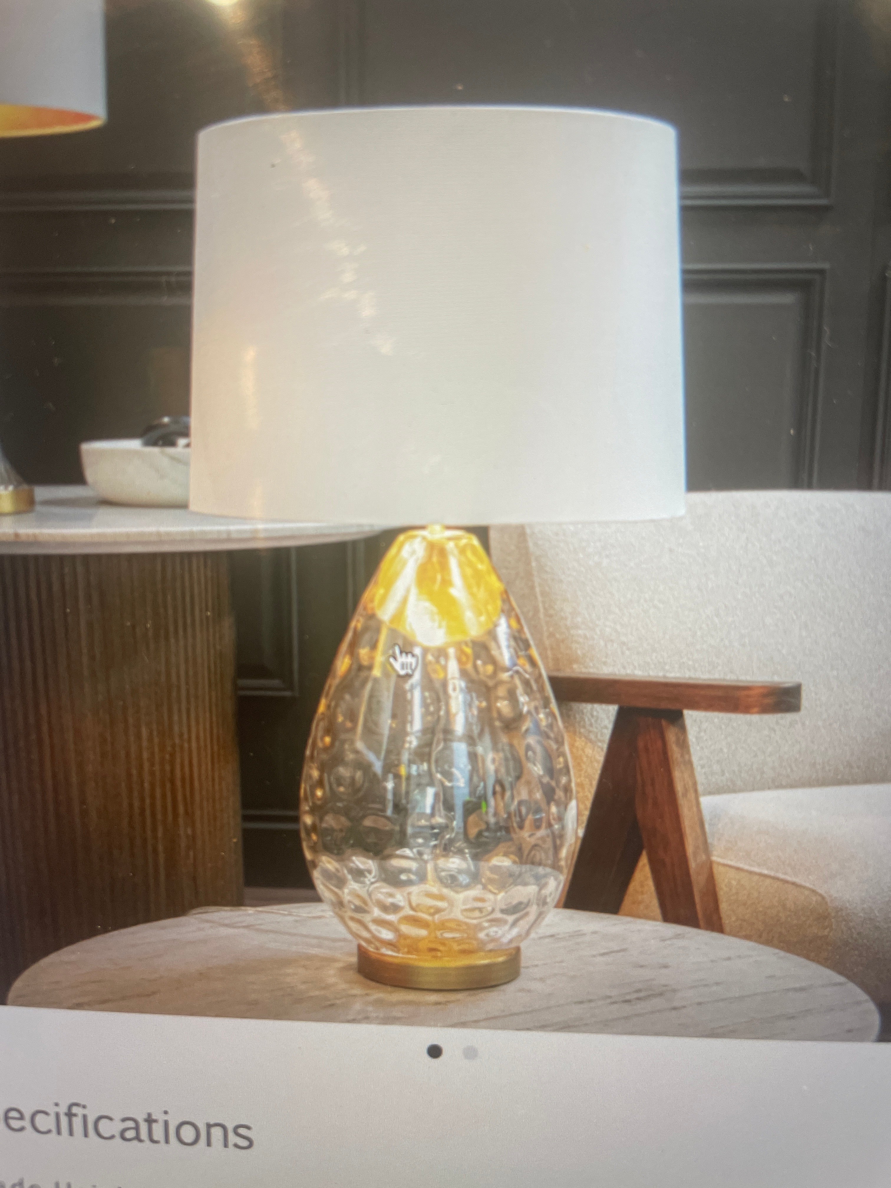 Riom Cognac Glass Table Lamp By RV Astley - Reduced To Clear-Renaissance Design Studio