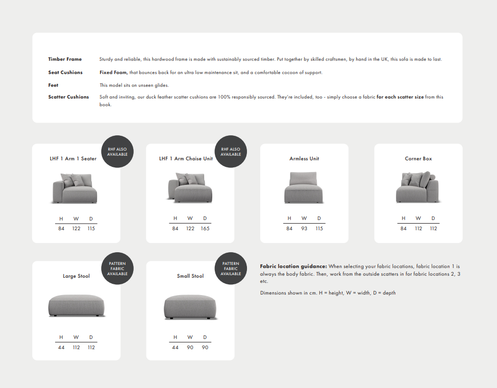 Rocco modular sofa Custom made for YOU by Whitemeadow AFM