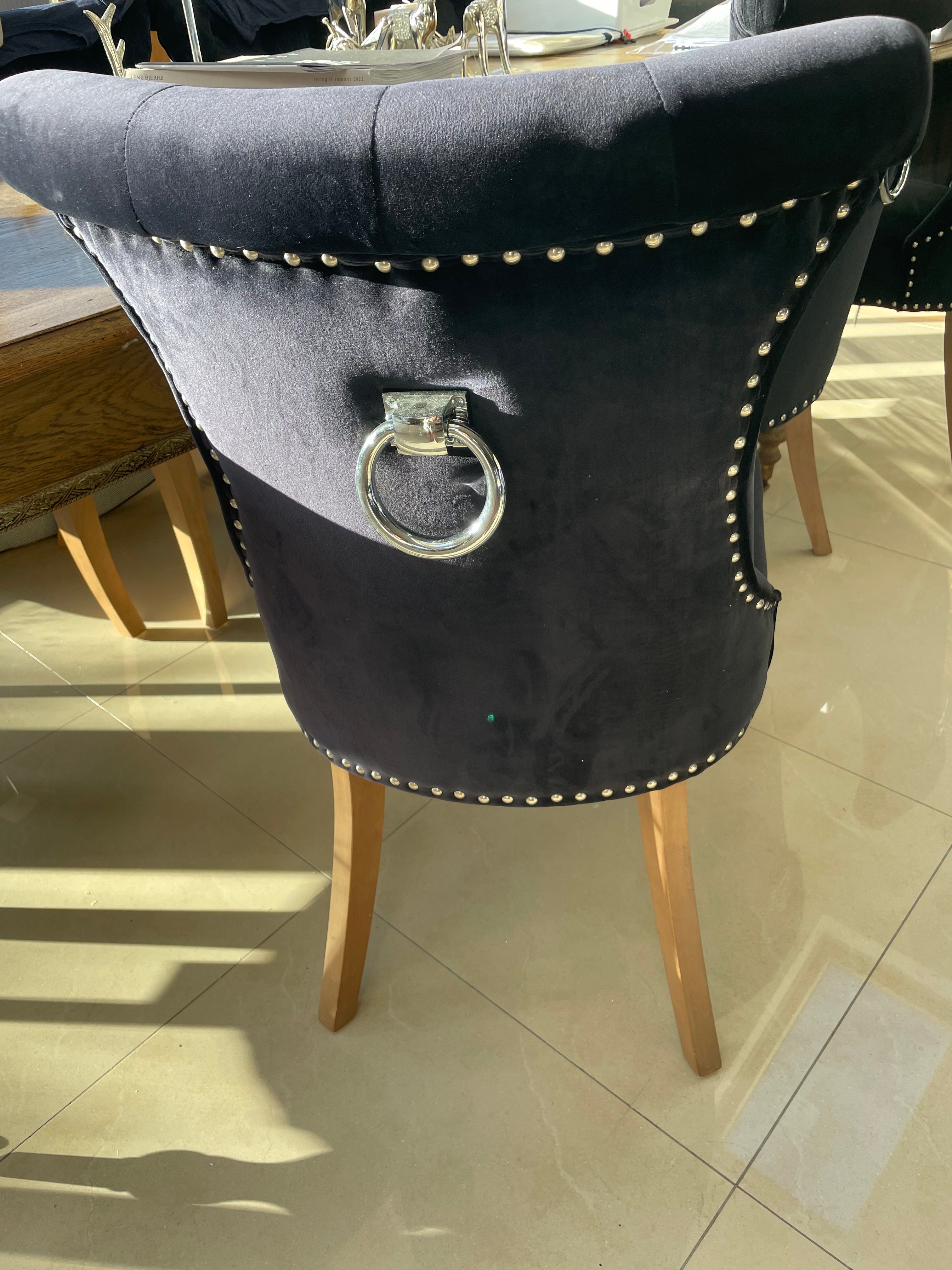 Rocha dining chairs with knocker in charcoal linen reduced set of 2-Renaissance Design Studio