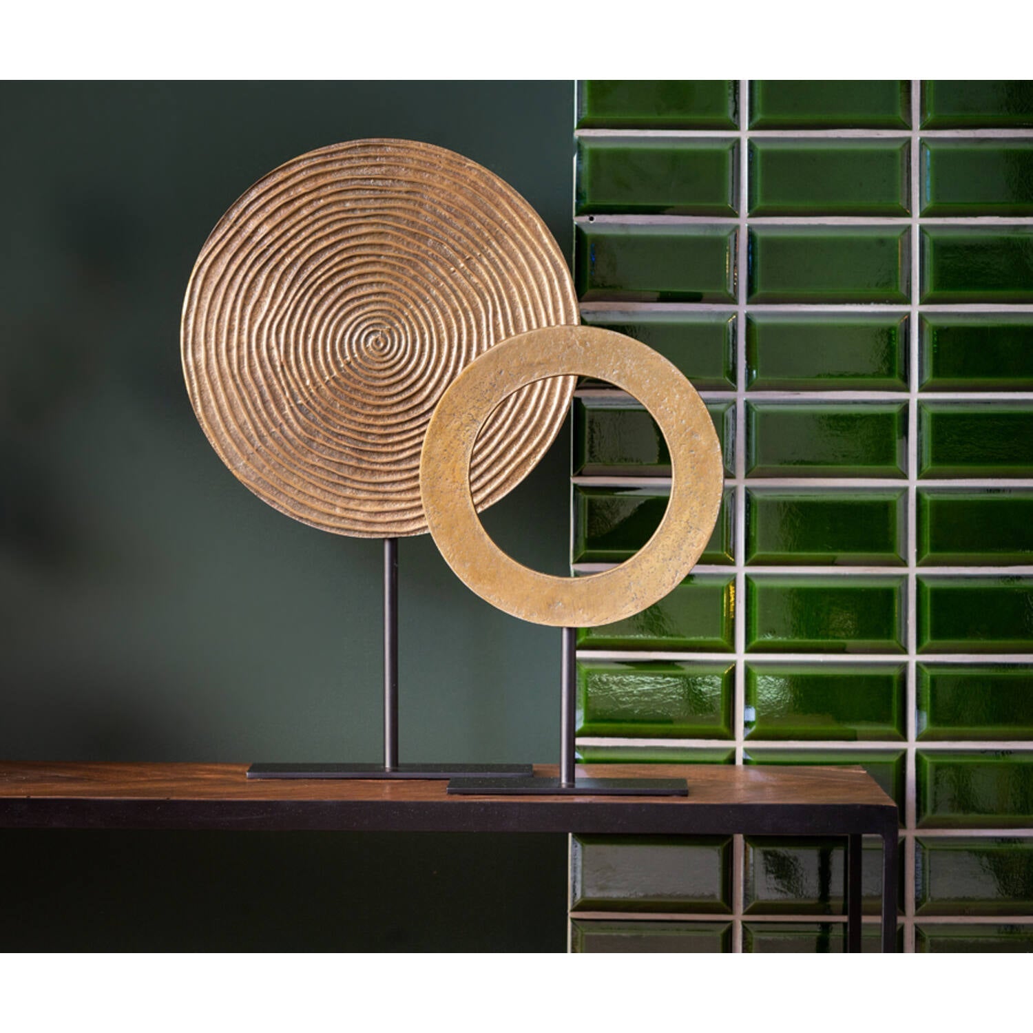 Roddy Bronzed Gold Disc On Stand - 2 sizes-Renaissance Design Studio