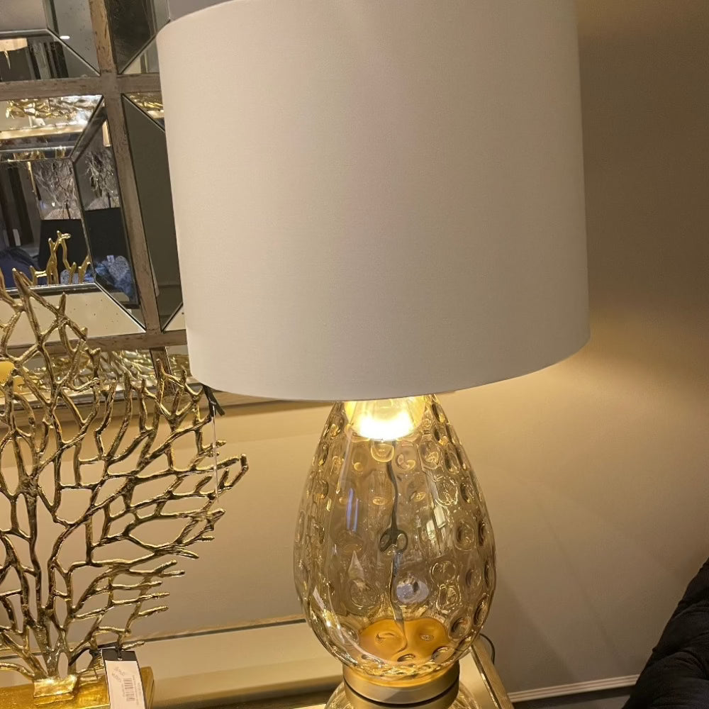 Roma Cognac Glass table lamp with shade reduced